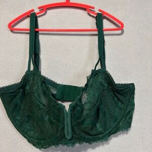 Auden Green Lace Balconette Bra 34DD Adjustable Straps Hook & Eye‎ Closure